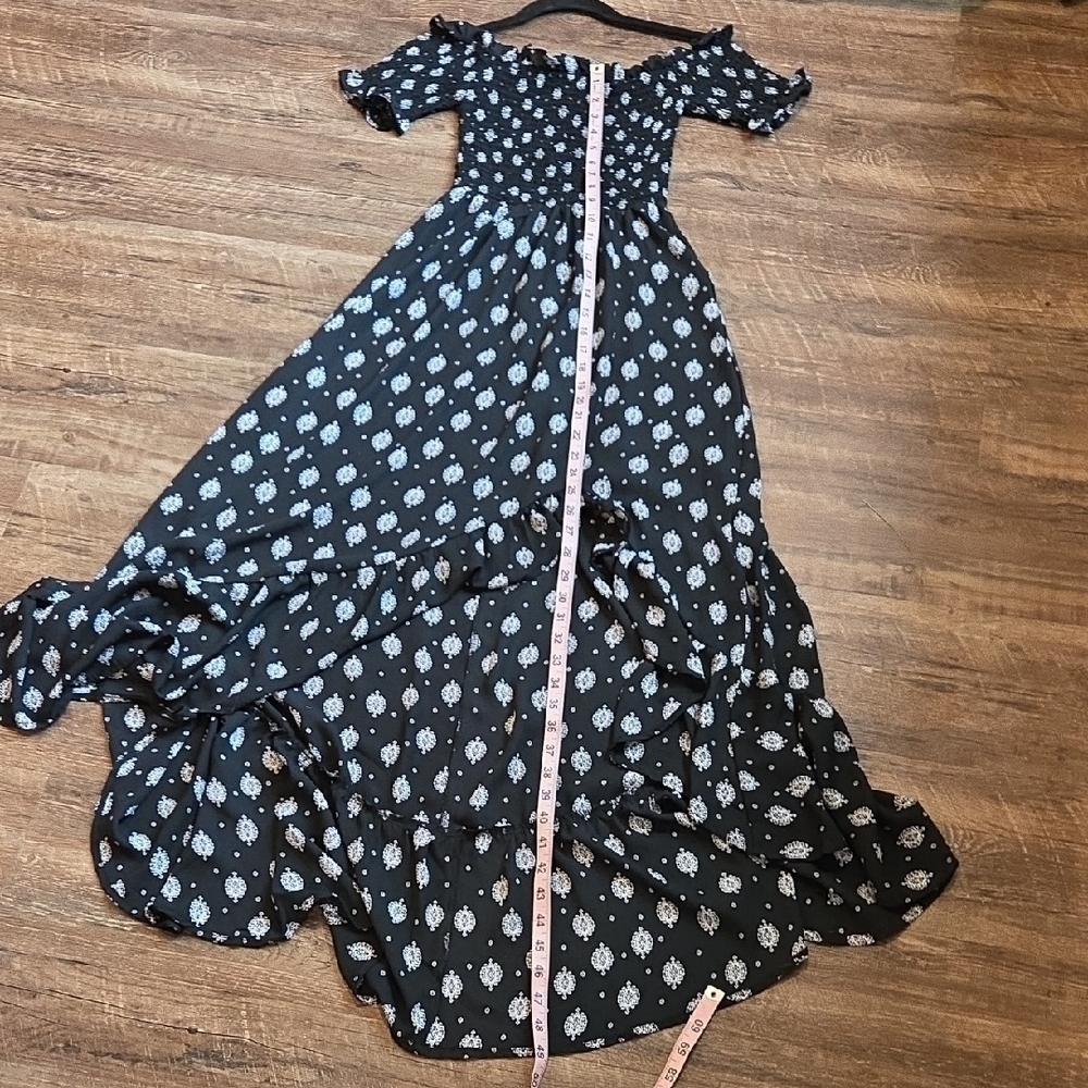 Blue Rain High Low Dress Black With White  Ruffled Tiered Junior Size Medium - Picture 11 of 13
